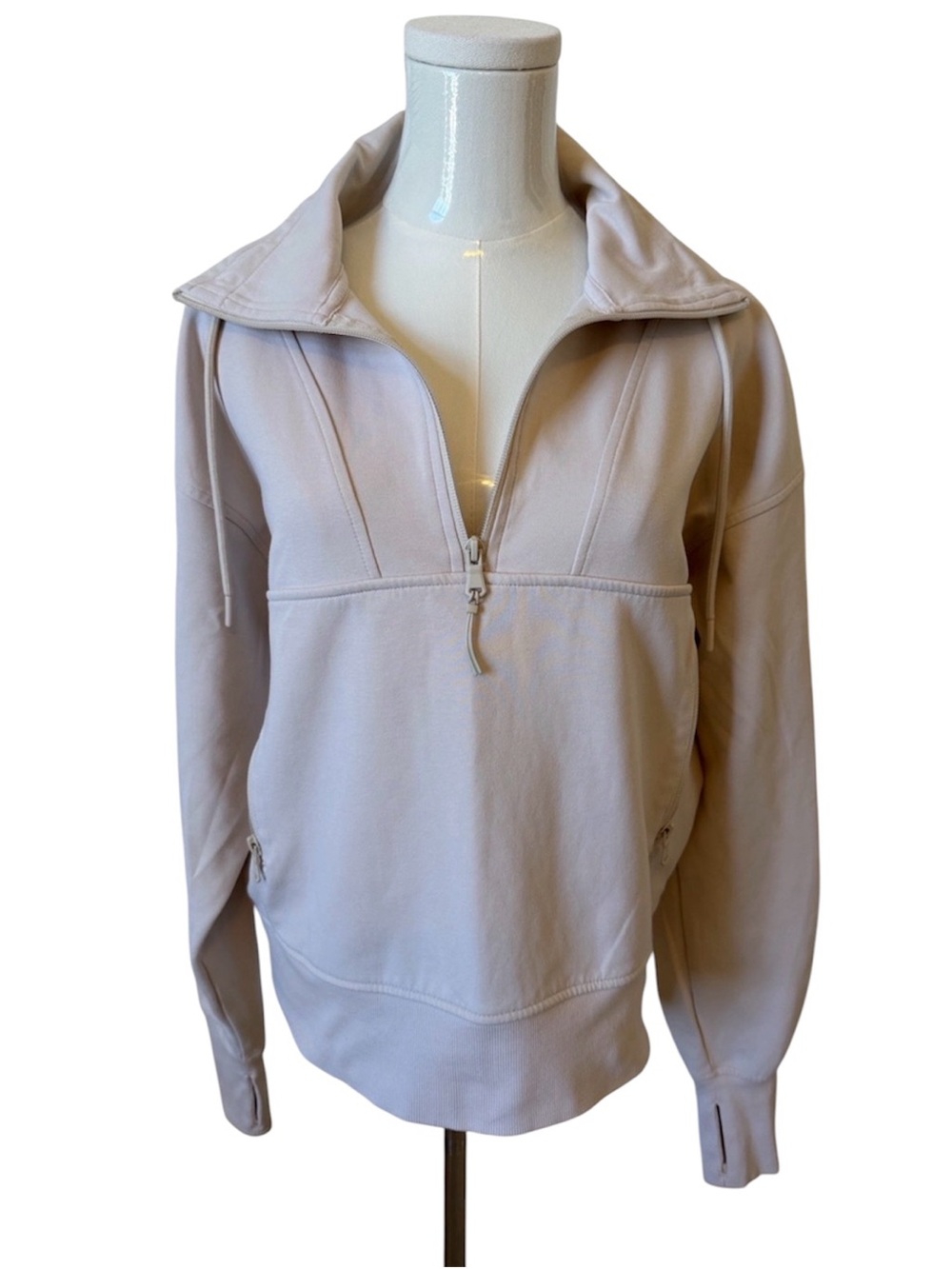Old Navy Active Dynamic Fleece Pale Beige Quarter-Zip Sweatshirt Size M Tall